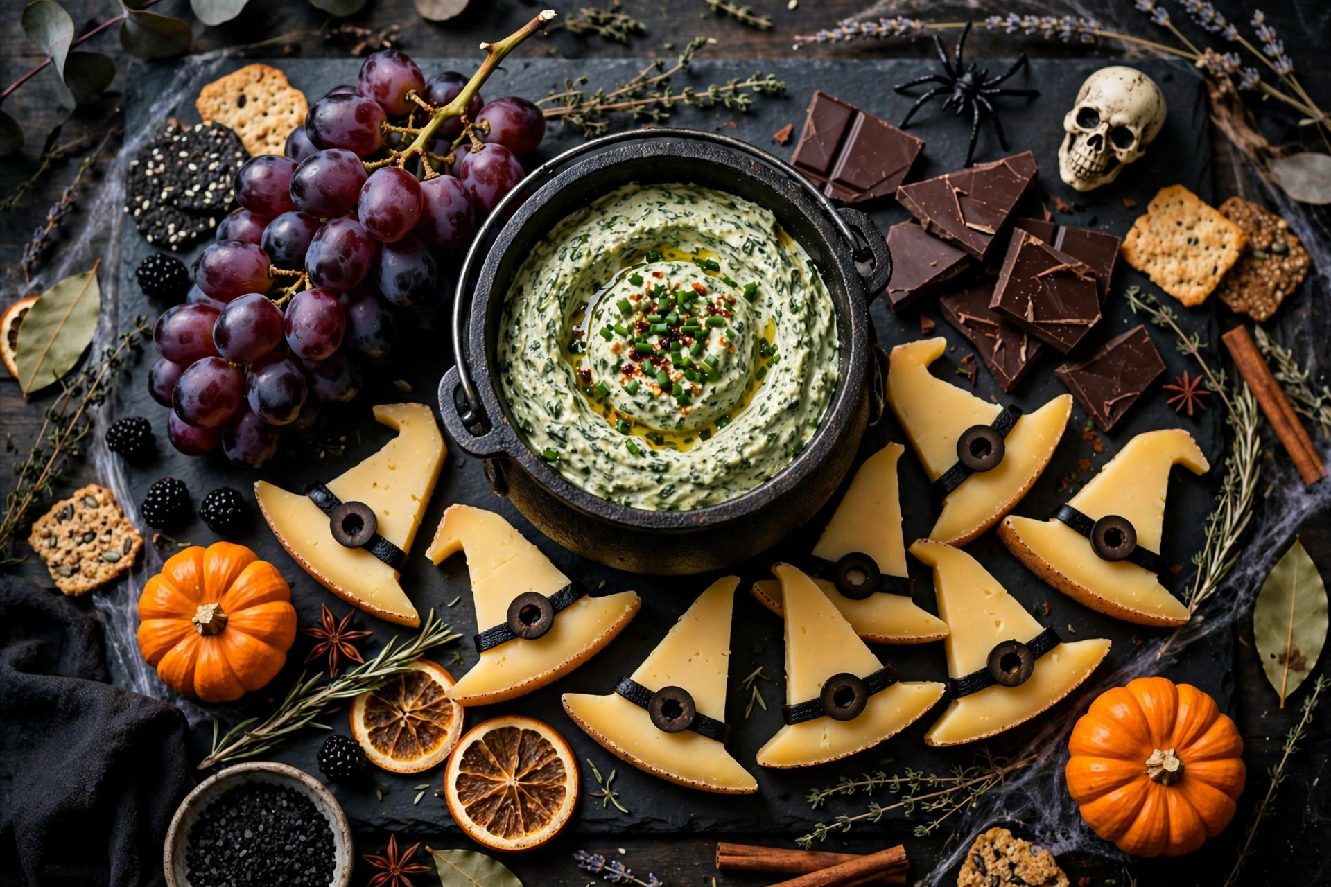 Kid-friendly mummy Halloween snack board with mummy-wrapped cheese sticks and banana ghosts