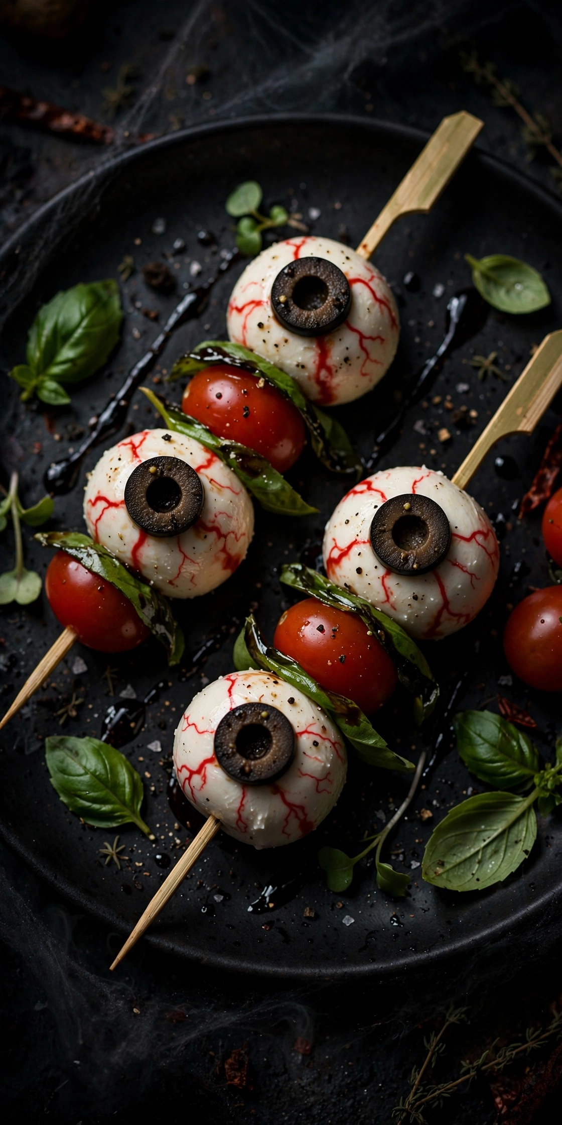 Cheesy Halloween Eyeball Skewers Cheesy Halloween eyeball skewers — easy Halloween appetizer