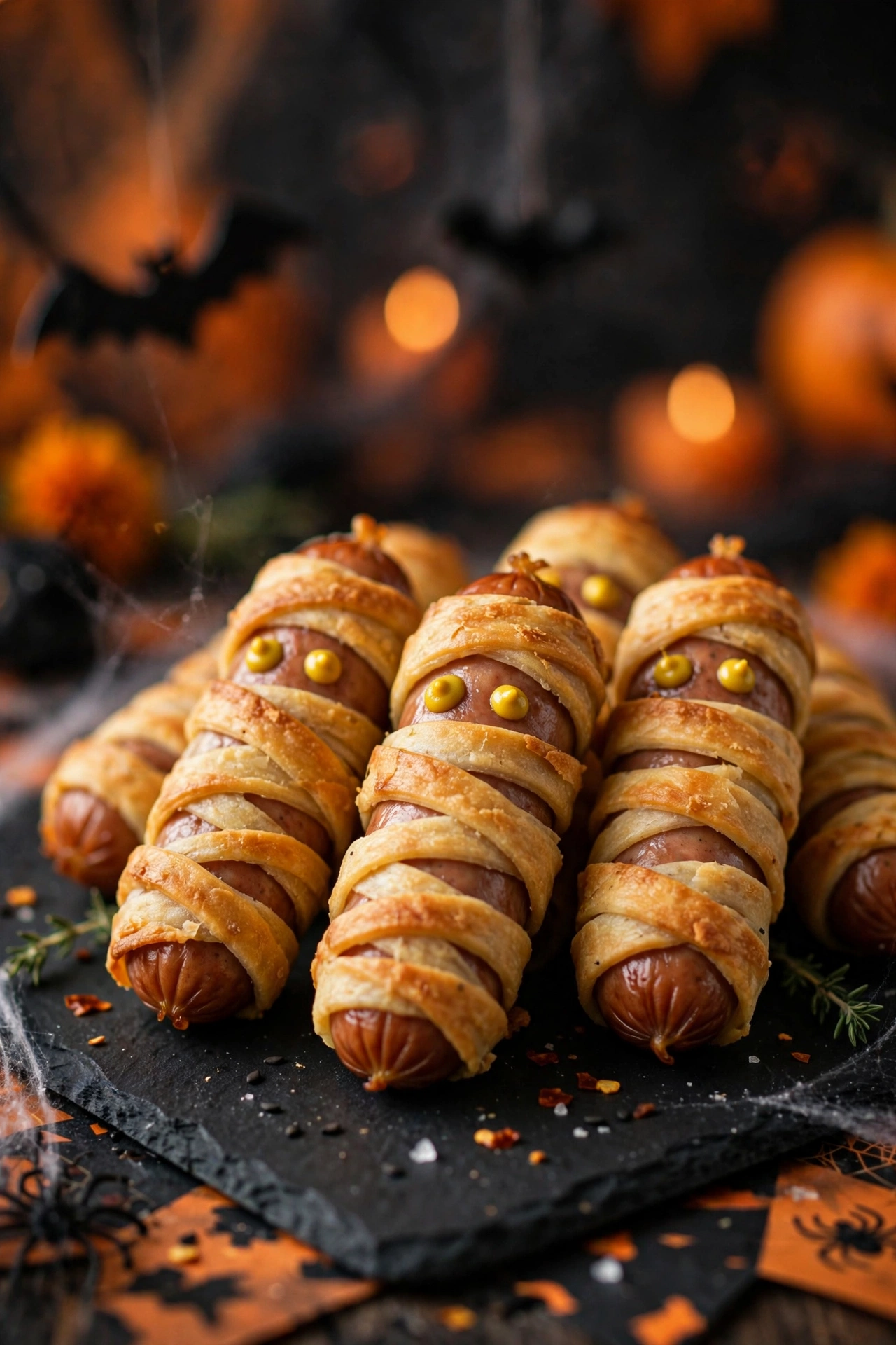 Mummy-Wrapped Halloween Sausages Mummy-wrapped Halloween sausages — easy Halloween appetizer