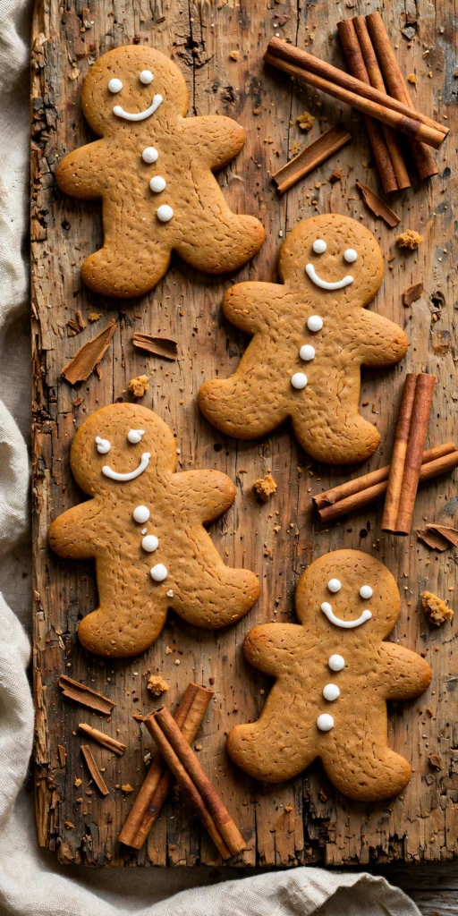 Gingerbread men cookies decorated with icing